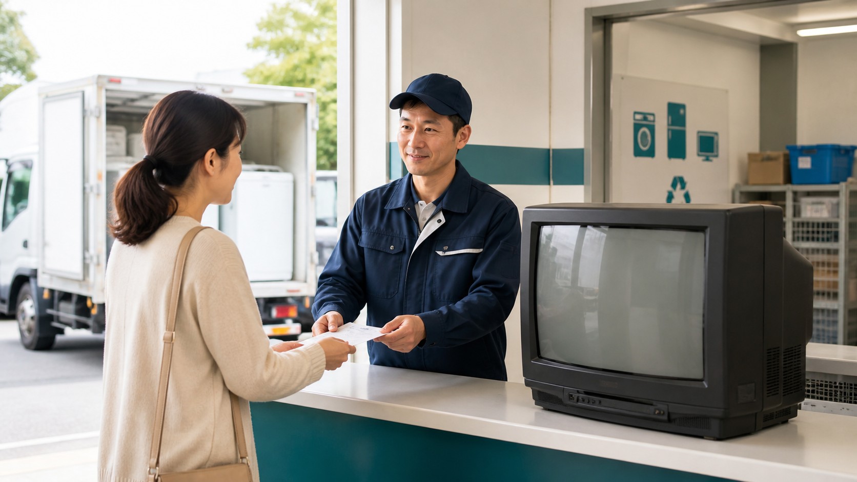 ブラウン管テレビを正規のリサイクルルートへ出すイメージ