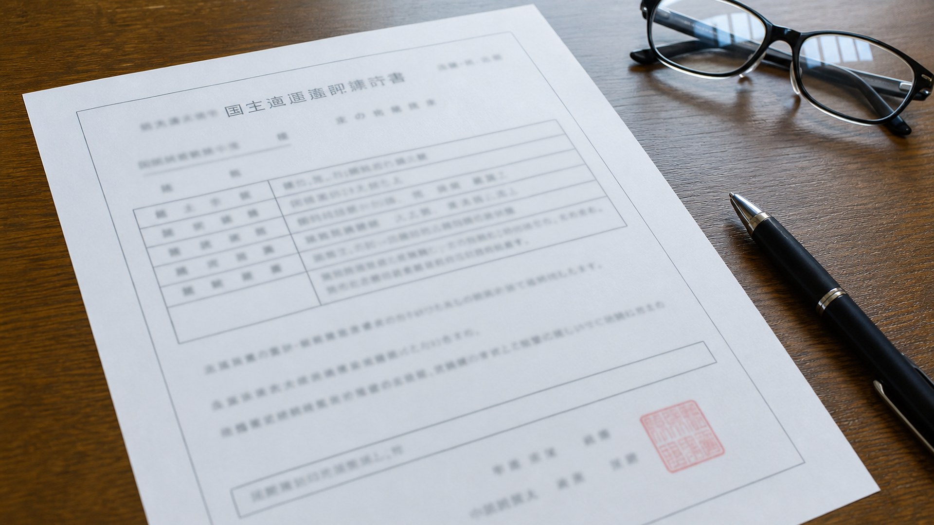 机に置いた許可証の写し