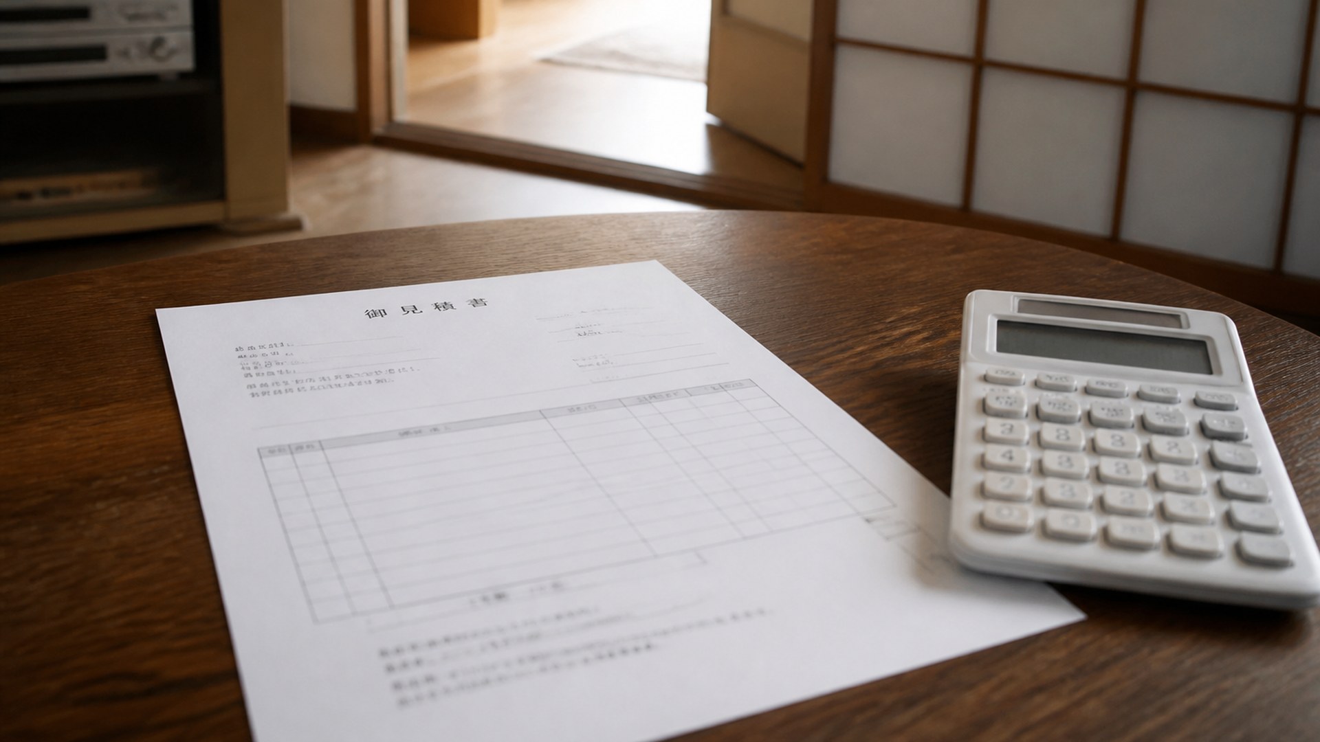 遺品整理の見積書と電卓